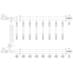  Коллекторный узел на 8 выход. PLP УКЭО-ЭКОНОМ 5-30/25-60кПа Ду50 1'' - 1/2'' Ру10 сталь, подкл. боковое левое (922156048) со склада Проконсим в Санкт-Петербурге