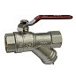 Кран латунный шаровой SGL 11Б27п DN 20 PN 20 с фильтром никелированный муфта-муфта рычаг купить в Санкт-Петербурге | "Проконсим"