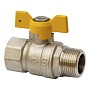 Кран латунный шаровой газовый MVI BV.814 DN 15 PN 25 никелированный полнопроходной муфта-штуцер бабочка купить в Санкт-Петербурге | "Проконсим"