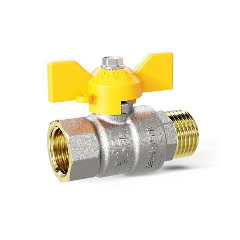 Кран латунный шаровой LD Pride GAS DN20 PN 40 никелированный бабочка муфта-штуцер купить в Санкт-Петербурге | "Проконсим"