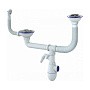 Сифон для двойной мойки Unicorn Y710V, без отвода, 3 1/2'' х40 с отводом для стиральной машины, круглый перелив