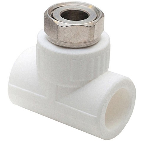 Тройник комбинированный ПП 20-1/2'' PN 25 с накидной гайкой белый РТП 14269 купить в Санкт-Петербурге | "Проконсим"