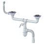 сифон для двойной мойки Unicorn В731VР, 40х50 гибкий отвод, 3 1/2'' х40 с отводом для стиральной машины, круглый перелив
