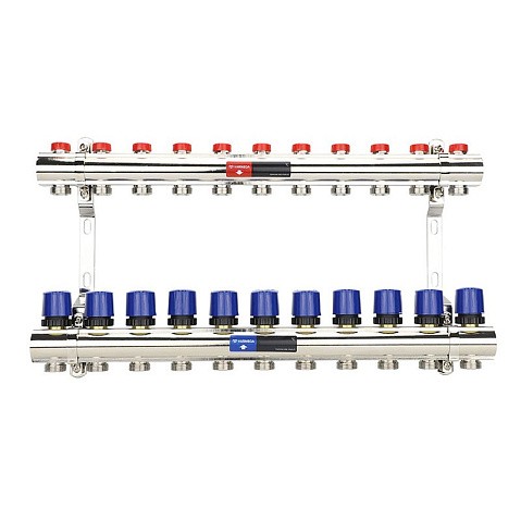 Коллекторная группа из латуни DN 25-11 вых. G-3/4'' евроконус, без расходомеров, без дренажного крана и воздухоотводчика VARMEGA VM15811 купить в Санкт-Петербурге | "Проконсим"