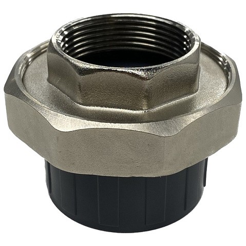 Муфта разборная НПВХ DN 50-1 1/2" PN 16 клеевая с внутренней латунной резьбой черная Aquaviva AQVBBD50F купить в Санкт-Петербурге | "Проконсим"