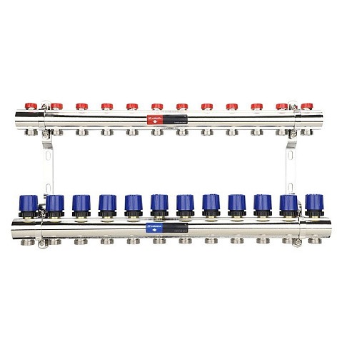Коллекторная группа из латуни DN 25-12 вых. G-3/4'' евроконус, без расходомеров, без дренажного крана и воздухоотводчика VARMEGA VM15812 купить в Санкт-Петербурге | "Проконсим"