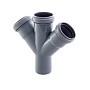 Крестовина ПП для канализации косая 45гр. DN 110-110-110 с уплотнительным кольцом РТП