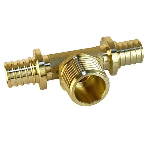 Тройник латунный для PEX труб 16-1/2''-16 PN 16 S-2,2мм под надвижную гильзу Valfex VF.433.AF купить в Санкт-Петербурге | "Проконсим"