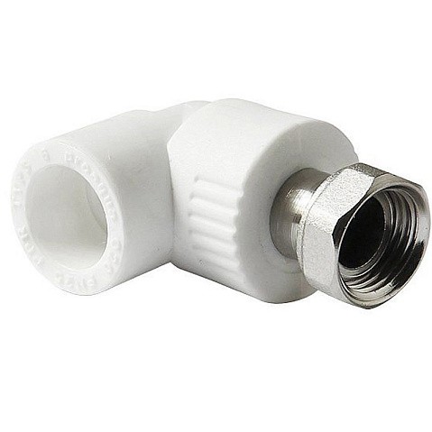 Угольник комбинированный ПП 25-3/4'' PN 25 с накидной гайкой белый Pro Aqua PA29214 купить в Санкт-Петербурге | "Проконсим"