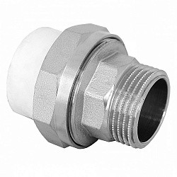  Муфта комбинированная ПП 25-1/2'' PN 25, разъёмная, с наружной резьбой, белая, РосТурПласт 10643 10643 (251210703) со склада Проконсим в Санкт-Петербурге