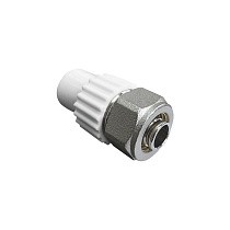 Муфта комбинированная для соединения PPR-PE-AL-PE труб 20x16 PN 25 белая VALFEX купить в Санкт-Петербурге | "Проконсим"