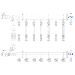  Коллекторный узел на 7 выход. PLP УКЭО-ЭКОНОМ 5-30/25-60кПа Ду50 1'' - 1/2'' Ру10 сталь, подкл. боковое левое (922156047) со склада Проконсим в Санкт-Петербурге