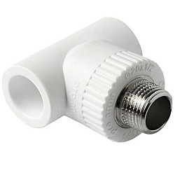  Тройник комбинированный ПП 20-1/2'' PN 25, с наружной резьбой, белый, Pro Aqua PA25008P  (251439303) со склада Проконсим в Санкт-Петербурге