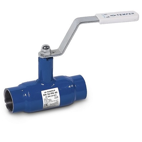 Кран стальной шаровой DN 25-20 PN40 100мм муфта-муфта с ручкой Temper купить в Санкт-Петербурге | "Проконсим"
