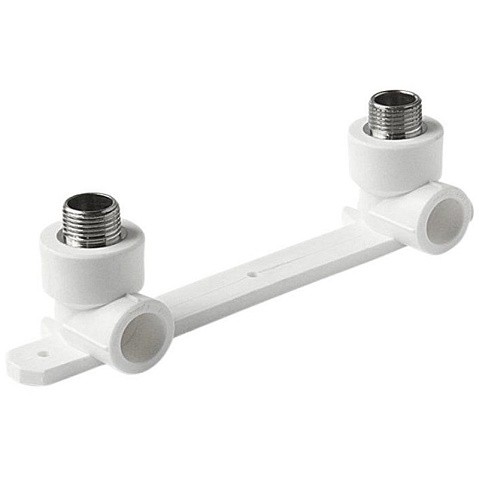 Угольник установочный двойной ПП 25-1/2'' PN 25 с наружной резьбой белый VALFEX  купить в Санкт-Петербурге | "Проконсим"