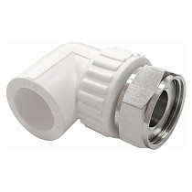 Угольник ПП с накидной гайкой 25-3/4'' PN 25 белый купить в Санкт-Петербурге | "Проконсим"