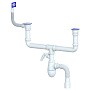 сифон для двойной мойки Unicorn В740VP, 40х50 гибкий отвод, 1 1/2'' х40 с отводом для стиральной машины, прямоугольный перелив