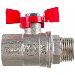  Латунный шаровой кран Ду25 Ру40 Valfex VF.218.NB1.100.DP 11Б27фт1М ВР-НР, проход , бабочка. (111201535) со склада Проконсим в Санкт-Петербурге