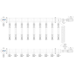  Коллекторный узел на 9 выход. PLP УКЭО-ЭКОНОМ 5-30/25-60кПа Ду50 1'' - 1/2'' Ру10 сталь, подкл. боковое правое (922156059) со склада Проконсим в Санкт-Петербурге