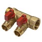 Коллектор латунный DN 20 2 выхода G 1/2'' с шаровыми кранами красная ручка плоское присоединение отвода SGL купить в Санкт-Петербурге | "Проконсим"