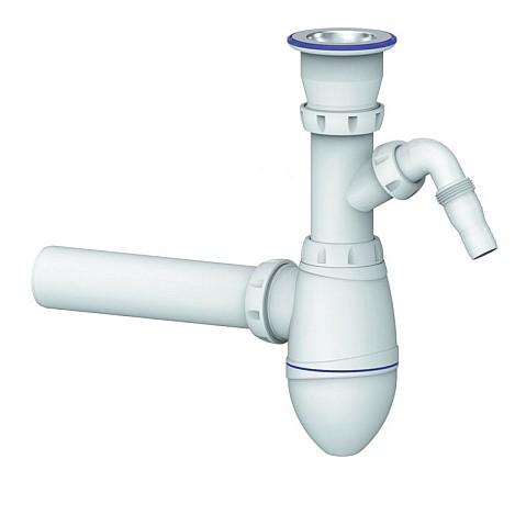 Сифон для мойки Unicorn В310V, 40х40 прямой отвод, 1 1/2'' х40 чаша из нержавеющей стали с отводом для стиральной машины купить в Санкт-Петербурге | "Проконсим"