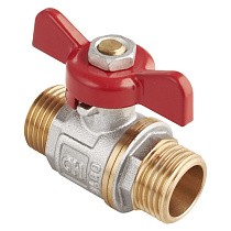 Краны латунные шаровые DN 15-25 PN 25 никелированные бабочка штуцер-штуцер MVI AquaHit BV.315.04 купить в Санкт-Петербурге | "Проконсим"