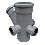 Крестовина ПП для канализации двухплоскостная DN 110-110 45гр. с 3 отводами 50 влево вправо и сзади с уплотнительным кольцом РосТурПласт