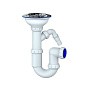 Сифон для мойки Unicorn Y432V, 3 1/2'' х40 без отвода, чаша из нержавеющей стали с отводом для стиральной машины
