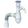 Сифон для умывальника Unicorn А320VР, 40х50 гибкий отвод, 1 1/2'' х40 пластиковая чаша с отводом для стиральной машины
