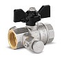 Кран латунный шаровой DN 15 PN 40 никелированный под манометр муфта-муфта бабочка LD Pride купить в Санкт-Петербурге | "Проконсим"