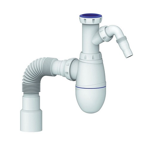 Сифон для мойки Unicorn В520V, 40х50 гибкий отвод, 1 1/2'' х40 с отводом для стиральной машины преходник 40х32 купить в Санкт-Петербурге | "Проконсим"