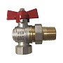 Кран латунный шаровой SGL 11Б27п DN 15 PN 40 угловой никелированный американка бабочка