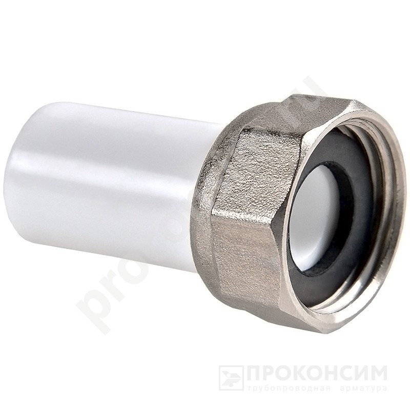 Цена по запросу.  . Бурт ПП с накидной гайкой 20-3/4'' PP-R белый РВК 20101 (930659324) со склада Проконсим в Санкт-Петербурге