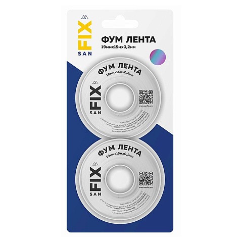 Лента ФУМ SANFIX 19мм х15м х0,2 мм 0,3г/см3, 2 катушки в блистере купить в Санкт-Петербурге | "Проконсим"