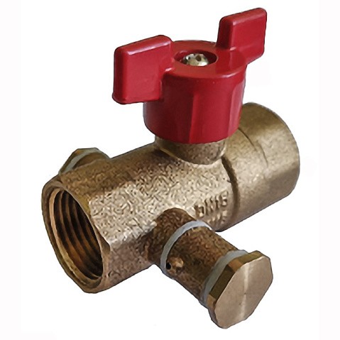 Кран латунный шаровой DN 20 PN 16 с дренажными патрубками G3/4'' муфта-муфта бабочка Пензапромарматура купить в Санкт-Петербурге | "Проконсим"