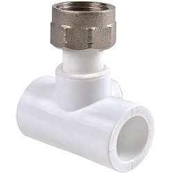  Тройник ПП с накидной гайкой 32-1 1/4'' PN 25 белый РВК 20906 (930659270) со склада Проконсим в Санкт-Петербурге