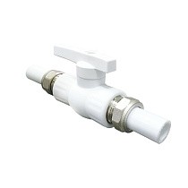 Краны шаровые ПП DN 20-32 PN 25 с двусторонним разъемным соединением белые Valfex купить в Санкт-Петербурге | "Проконсим"