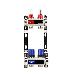  Коллекторная группа из нержавеющей стали DN 25-2 вых. G-3/4'', евроконус, с расходомерами, без дренажного крана и воздухоотводчика, VARMEGA VM15102 (930416000) со склада Проконсим в Санкт-Петербурге