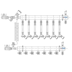  Коллекторный узел на 7 выход. PLP УКЭО-МАКСИМУМ 5-30/25-60кПа Ду50 1'' - 1/2'' Ру10 сталь, подкл. боковое левое (922156287) со склада Проконсим в Санкт-Петербурге