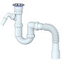 Сифон для умывальника Unicorn Y320V, 40х50 гибкий отвод, 1 1/2'' х40 чаша из нержавеющей стали с отводом для стиральной машины