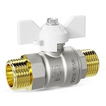 Краны латунные шаровые DN 15-25 PN 40 никелированные бабочка белая штуцер-штуцер LD Pride 47.304 купить в Санкт-Петербурге | "Проконсим"