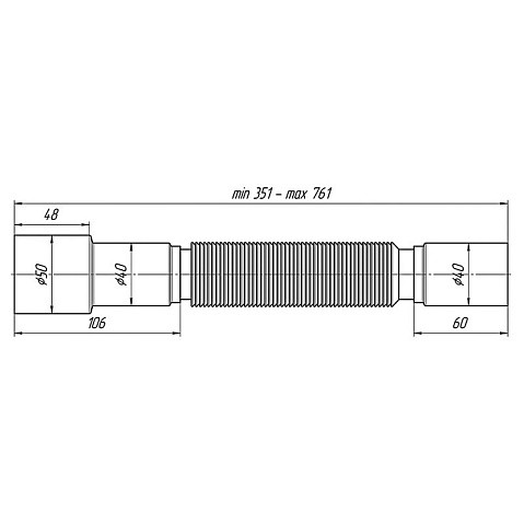 Гибкая труба АНИ K406 40-40/50, длина 351-761 мм купить в Санкт-Петербурге | "Проконсим"