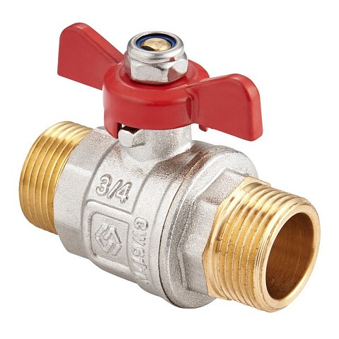 Кран латунный шаровой MVI BV.515 DN 15 PN 40 никелированный полнопроходной штуцер-штуцер бабочка купить в Санкт-Петербурге | "Проконсим"