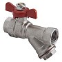 Кран латунный шаровой MVI BV.632 DN 15 PN 25 с фильтром никелированный полнопроходной муфта-муфта бабочка купить в Санкт-Петербурге | "Проконсим"