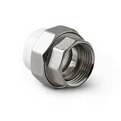  Муфта комбинированная ПП 20-1/2'' PN 25, с накидной гайкой, белая, Pro Aqua PA29008  (251239803) со склада Проконсим в Санкт-Петербурге