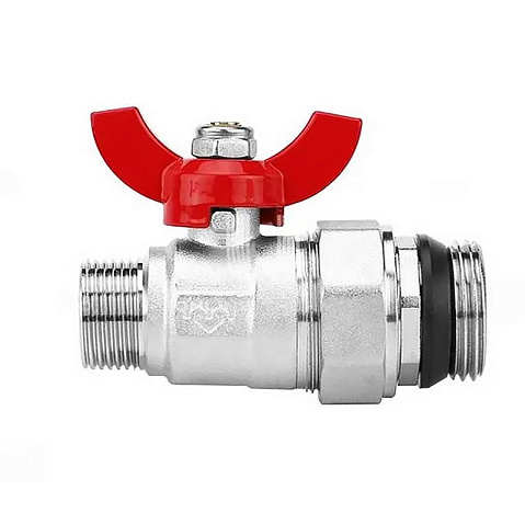 Кран шаровой латунный DN 25 PN 10 никелированный прямой  для коллектора (2 шт.) Varmega VM15951 купить в Санкт-Петербурге | "Проконсим"