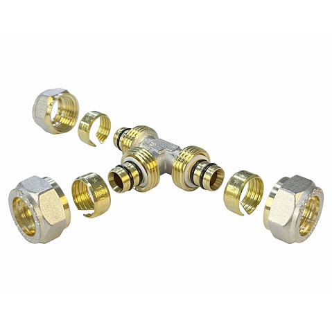 Тройники латунные для PEX труб DN 16-32 PN 10 обжимные никелированные Valfex VF.331.N купить в Санкт-Петербурге | "Проконсим"