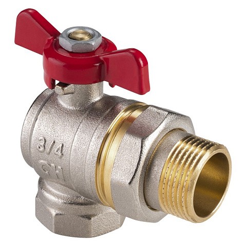 Кран латунный шаровой MVI AquaHit BV.322.05 DN 20 PN 25 бабочка американка полнопроходной угловой никелированный купить в Санкт-Петербурге | "Проконсим"