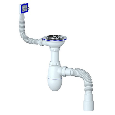 Сифон для мойки Unicorn В425P, 40х50 гибкий отвод, 3 1/2'' х40 чаша из нержавеющей стали, прямоугольный перелив купить в Санкт-Петербурге | "Проконсим"