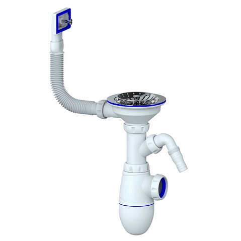 Сифон для мойки Unicorn В430V, без отвода, 3 1/2'' х40 с отводом для стиральной машины, прямоугольный перелив купить в Санкт-Петербурге | "Проконсим"